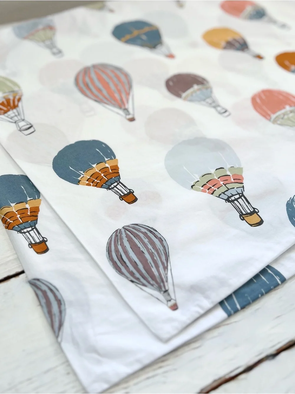 2 Garnet Hill Up In The Air STANDARD Pillowcases Hot Air Balloon Cotton Colorful